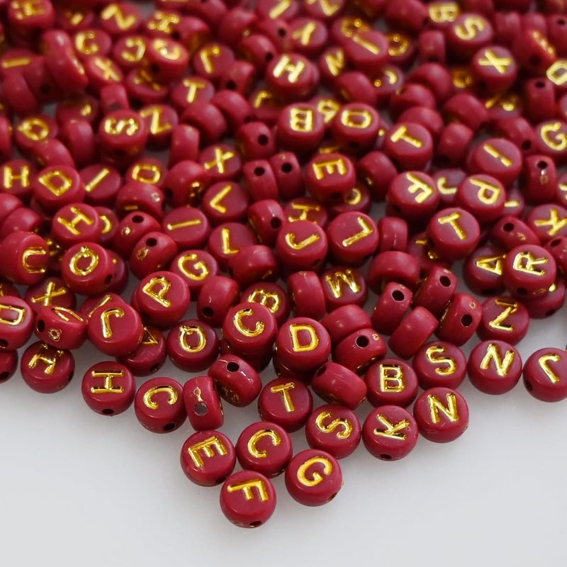 Looconi Amaney 1000pcs Red Letter Beads Gold Beads 7x4mm for Jewelry Making Bracelet Hair Braids Crafts Christmas Decorations - Image 3